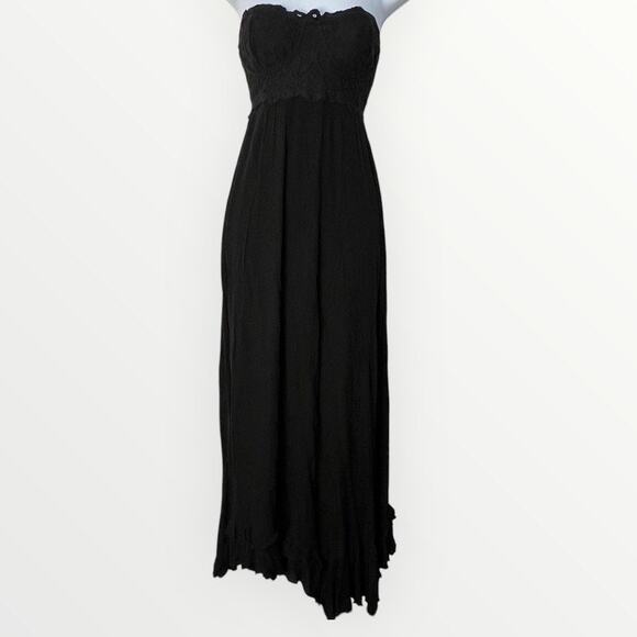 Free People Adella Corset Black Strapless Maxi Dress Boho Ruffle Size XS NWT - Picture 10 of 10